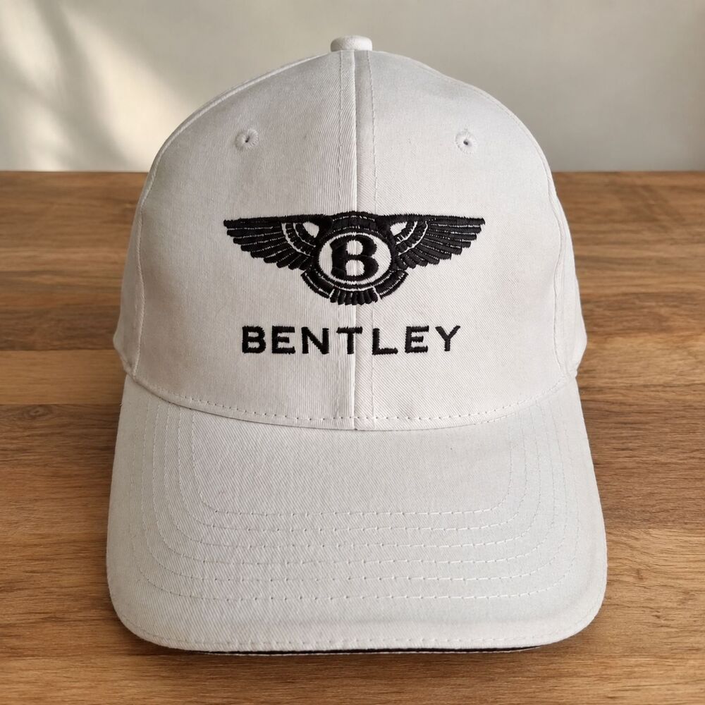 Bentley Rancho Mirage White Baseball Cap Hat Winged B Logo Adjustable Cotton